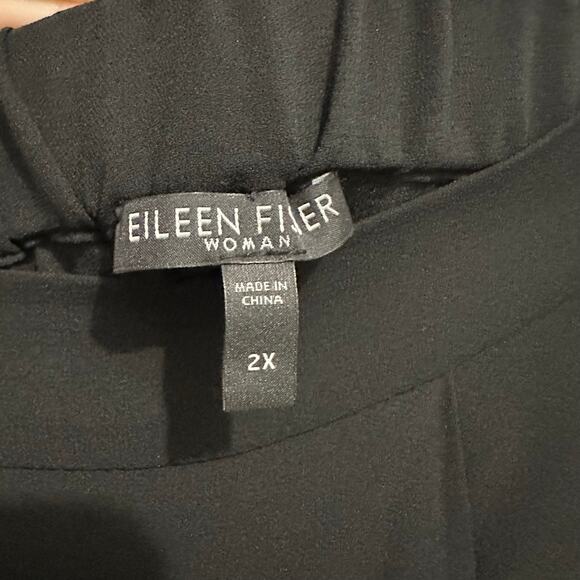 Eileen Fisher Georgette silk pull on pockets black pants plus 2x $268 - Picture 4 of 10